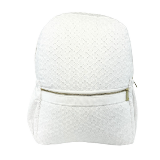 Personalized Eyelet White Large Backpack w/Pockets - Give Wink