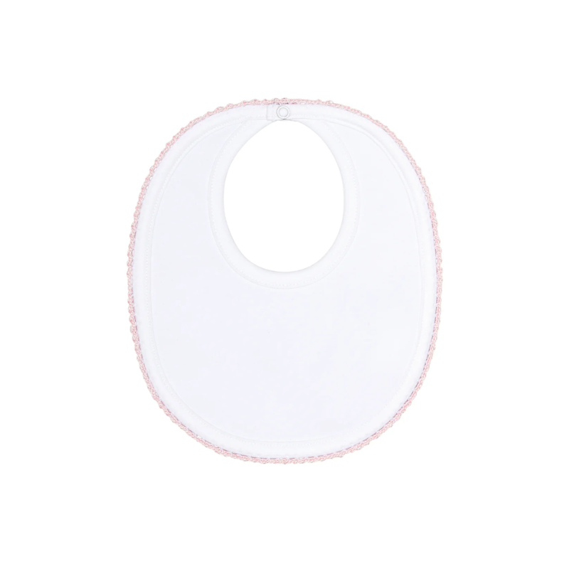 Pima Cotton Crochets Baby Bib White/Pink - Give Wink