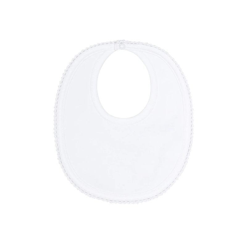 Pima Cotton Crochets Baby Bib White/White - Give Wink