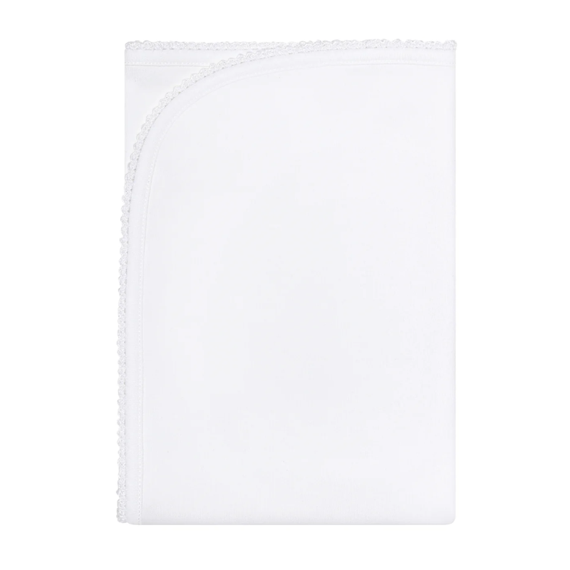 Pima Cotton Crochets Receiving Blanket White/White - Give Wink