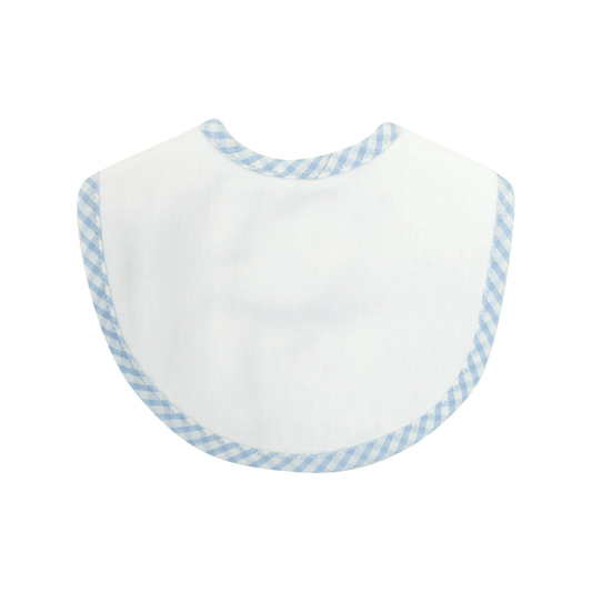 Personalized Baby Boy Blue Gingham Pique Medium Bib - Give Wink