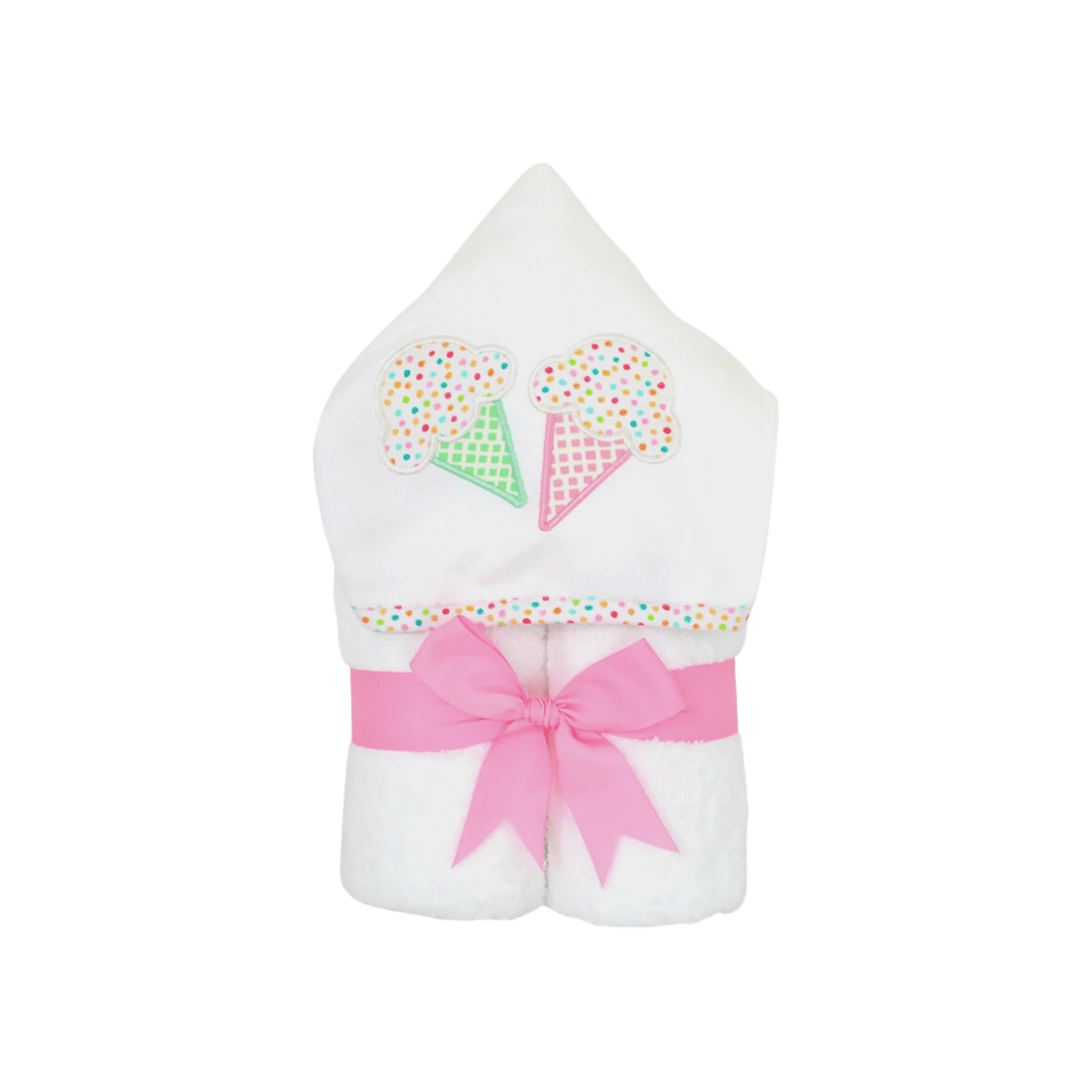 Personalized Baby Girl Pink Ice Cream Hooded Towel - Give Wink