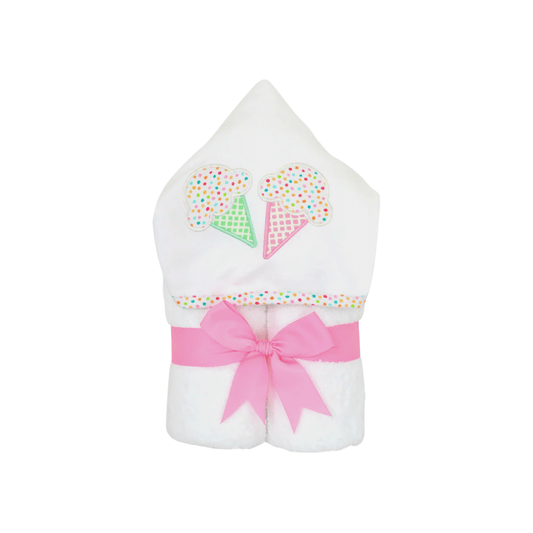 Personalized Baby Girl Pink Ice Cream Hooded Towel - Give Wink
