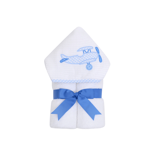 Personalized Baby Boy Blue Plane Hooded Towel - Give Wink