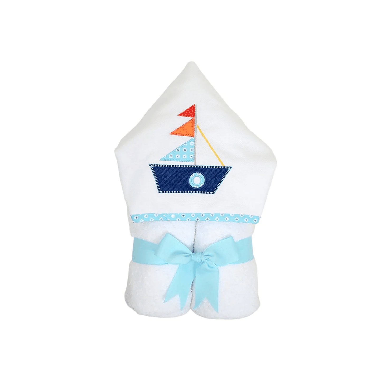 Personalized baby Boy Blue Navy Sailboat Hooded Towel - Give Wink