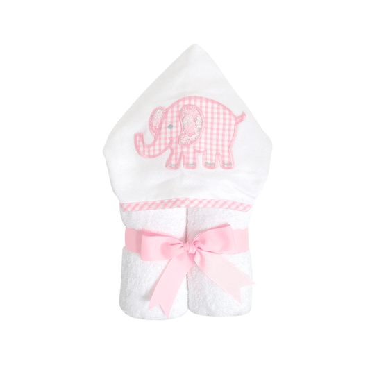 Personalized Baby Girl Pink Elephant Hooded Towel - Give Wink