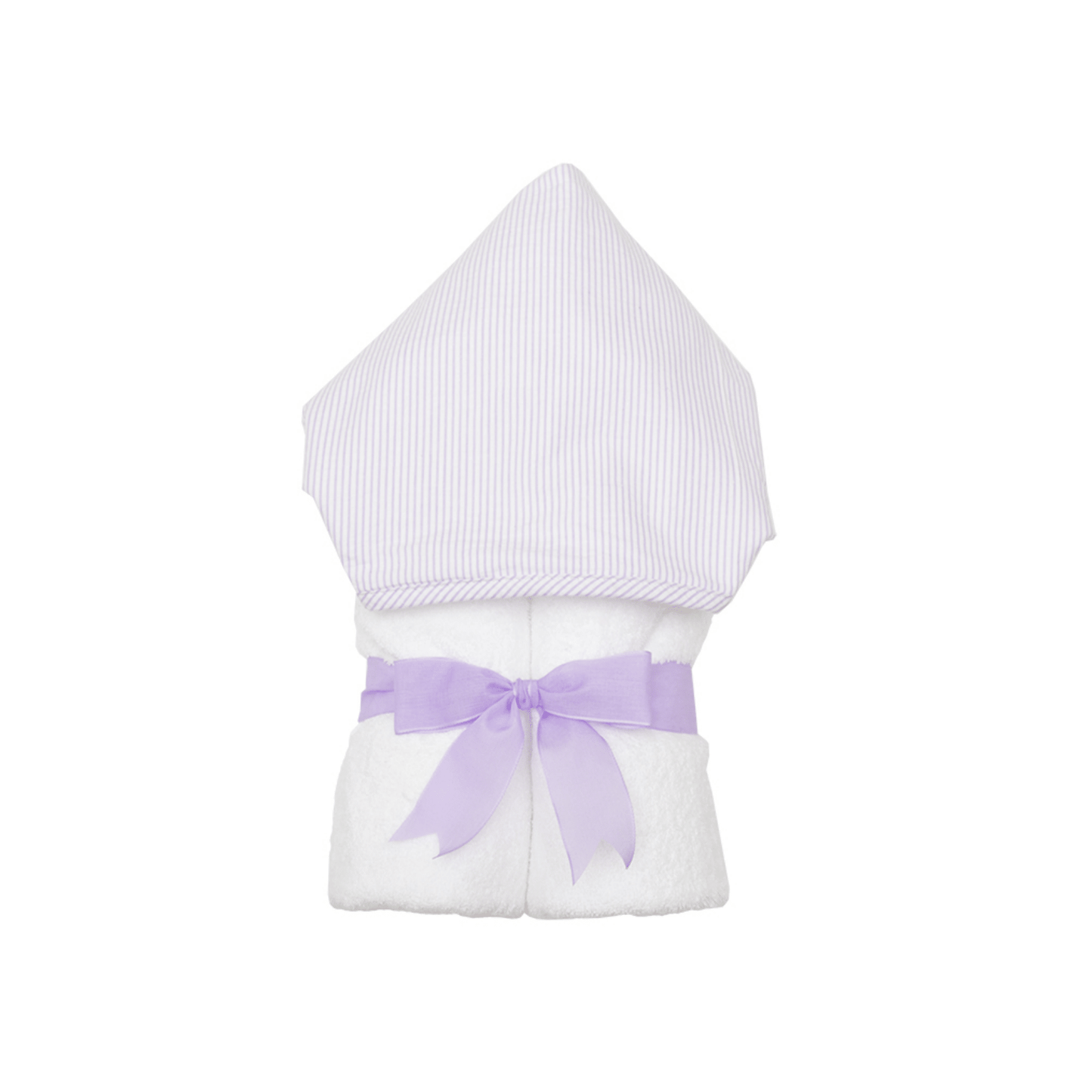 Personalized Baby Girl Lilac Seersucker Stripe Hooded Towel - Give Wink