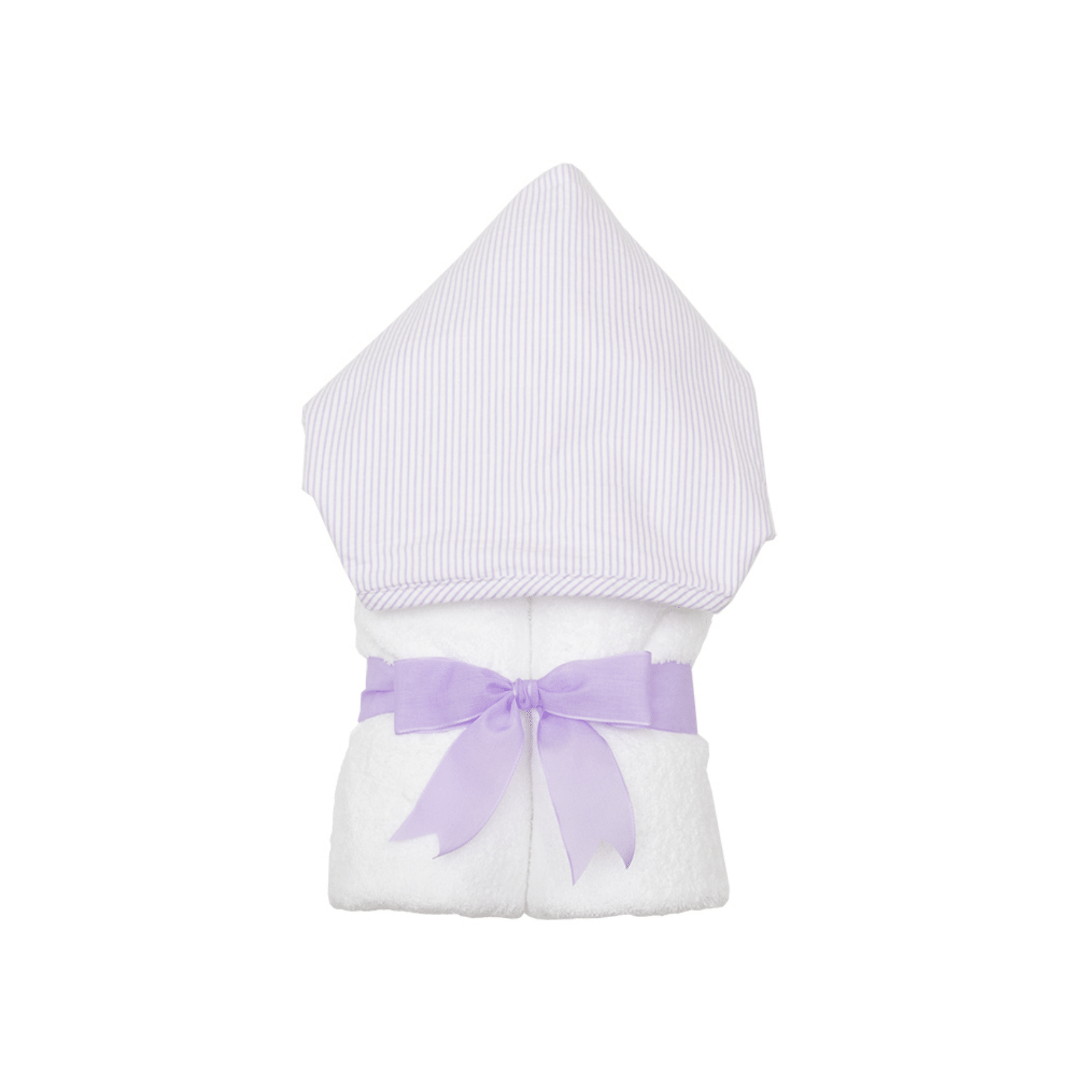 Personalized Baby Girl Lilac Seersucker Stripe Hooded Towel - Give Wink