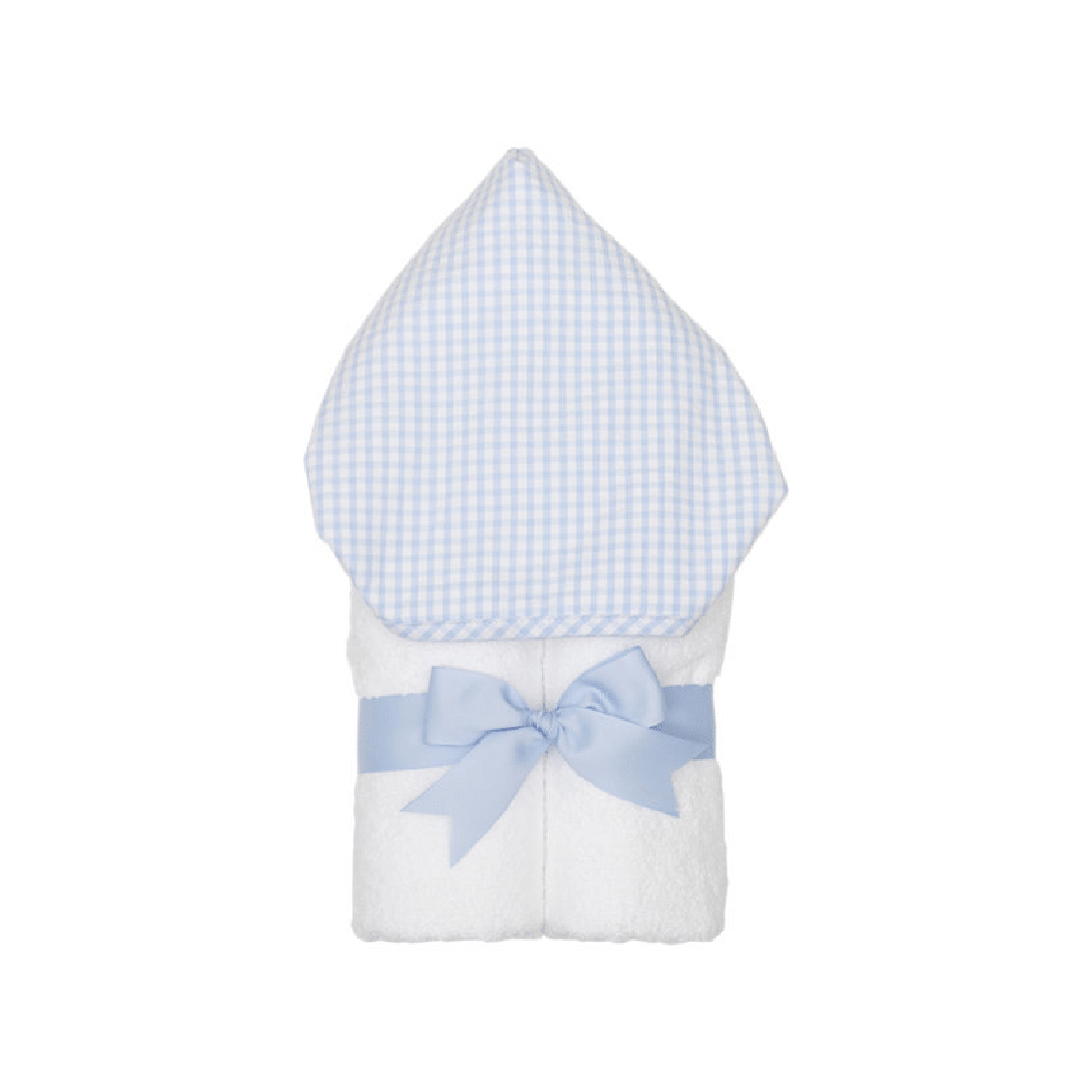 Personalized Baby Boy Blue Gingham Hooded Towel - Give Wink