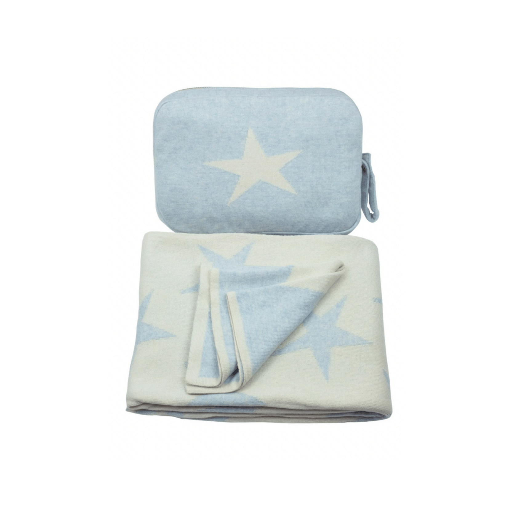 Star 3 Piece Knitted Baby Travel Set - Sky / Natural - Give Wink