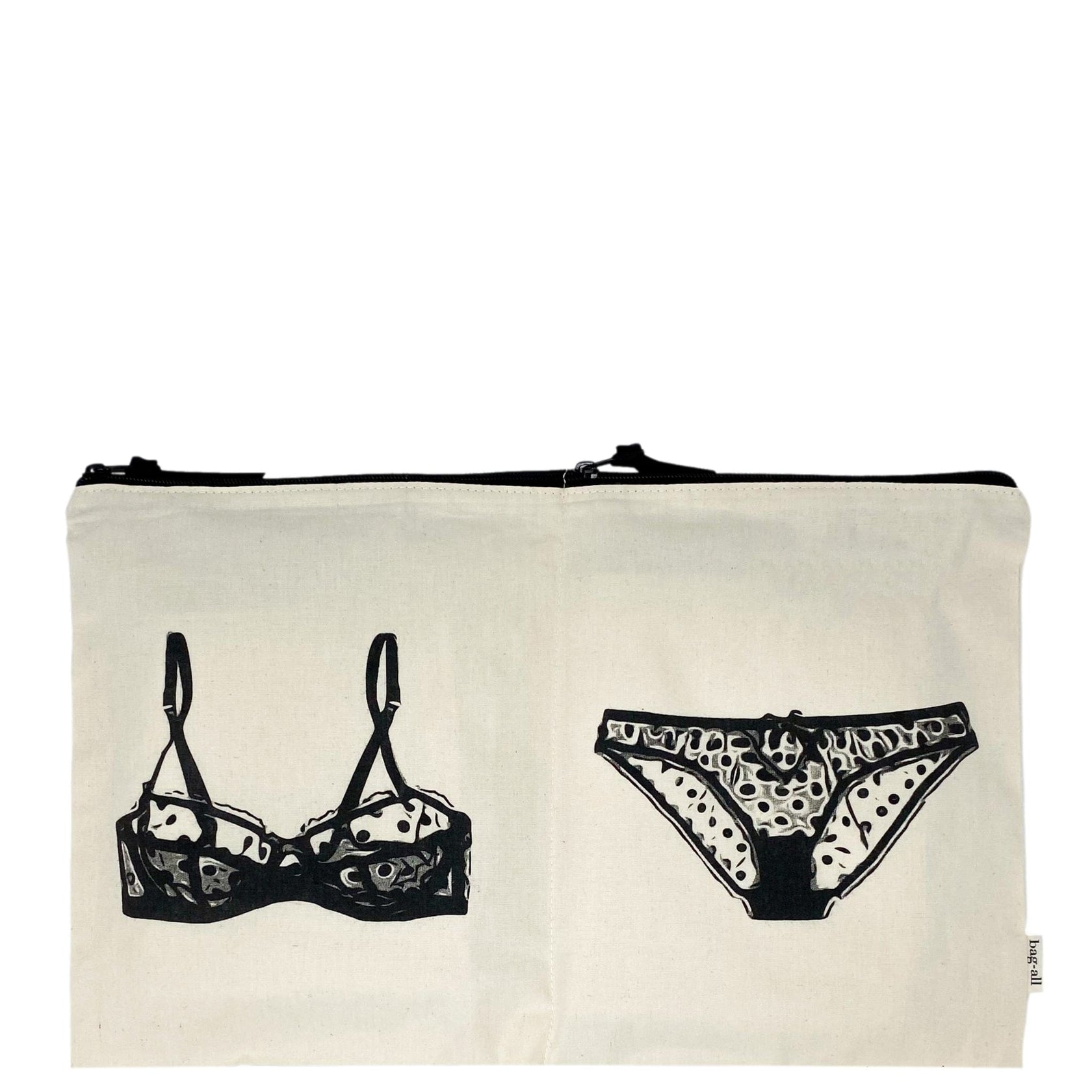 Double Lingerie Canvas Bag Set - White - Give Wink