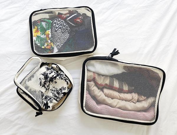 Canvas Packing Cubes - White/Black - Give Wink