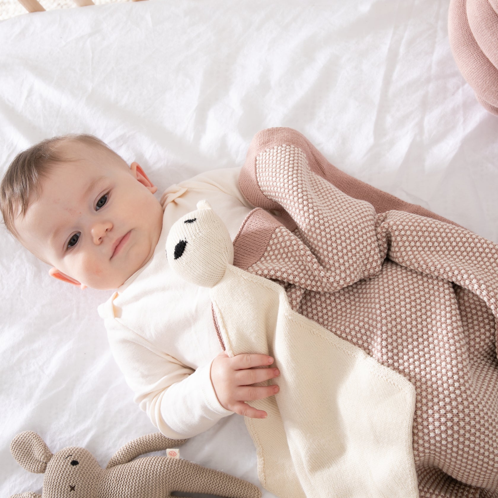 Knit & Lovie Set - Elegant Pink/Natural - Give Wink