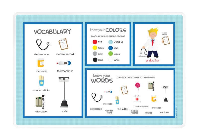 Doctor's Visit Boy Personalized Kids Placemat - Give Wink