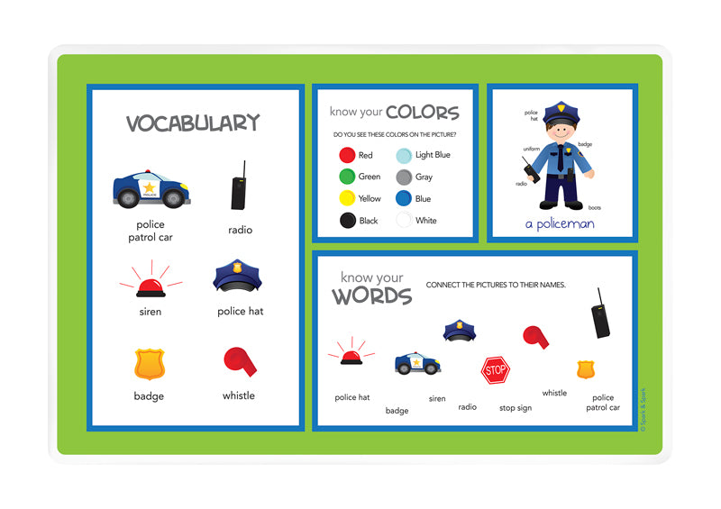 Police on Duty Personalized Kids Placemat - Give Wink