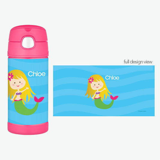 Cute Mermaid Personalized Thermos Bottle - Give Wink