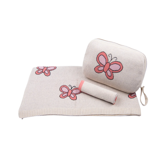 Butterfly 3 Piece Knitted Baby Travel Set - Give Wink
