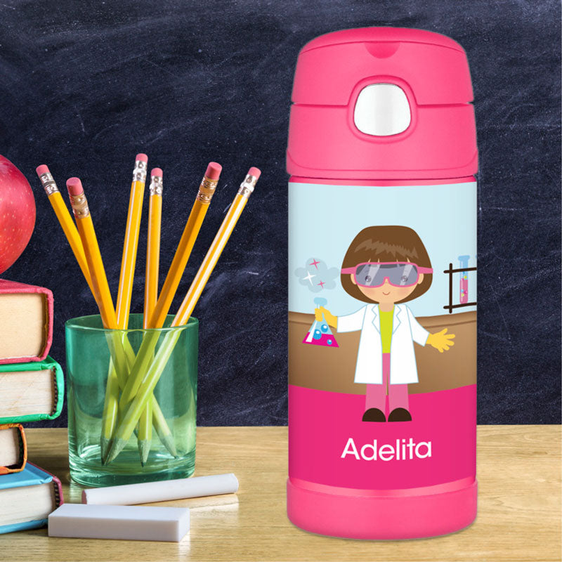Cool Scientist Girl Personalized Thermos Bottle - Give Wink