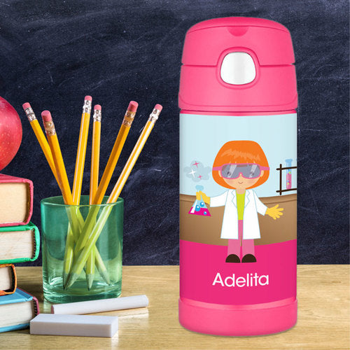 Cool Scientist Girl Personalized Thermos Bottle - Give Wink