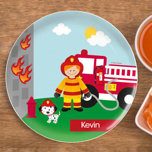 Call A Firefighter Personalized Kids Plates - Give Wink