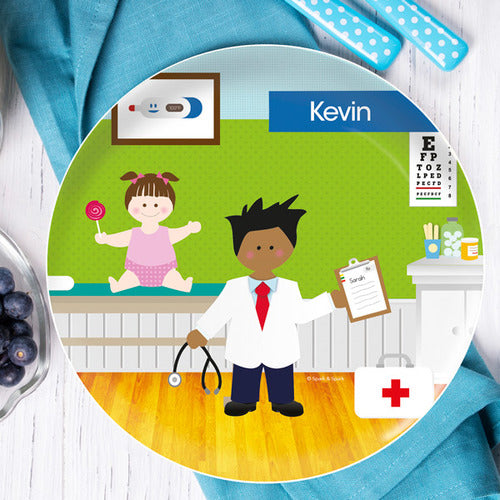 Doctor's Visit Boy Personalized Kids Plates - Give Wink