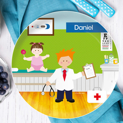 Doctor's Visit Boy Personalized Kids Plates - Give Wink