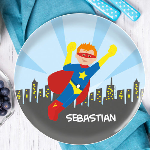 Cool Superhero Personalized Kids Plates - Give Wink