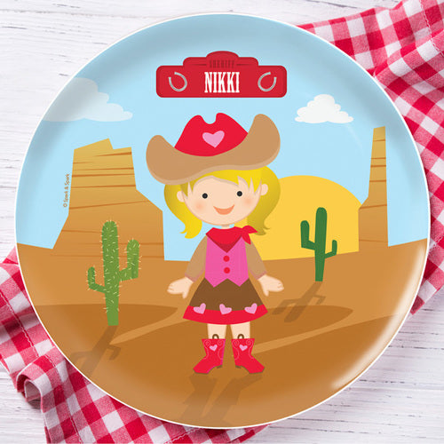 Cowgirl Personalized Kids Plates - Give Wink