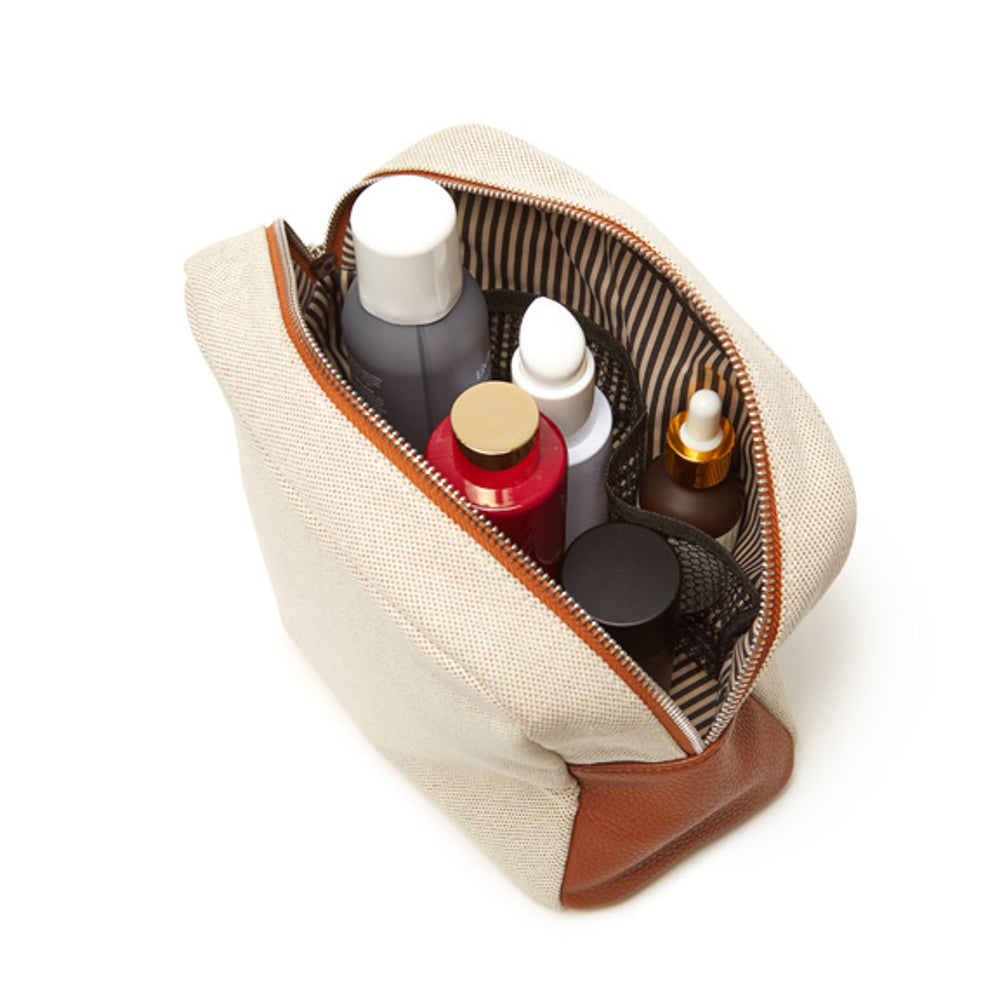 Canvas & Leather Cosmetic Pouch - Give Wink