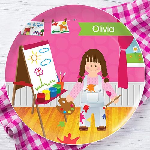 Artist At Work Personalized Kids Plates - Give Wink