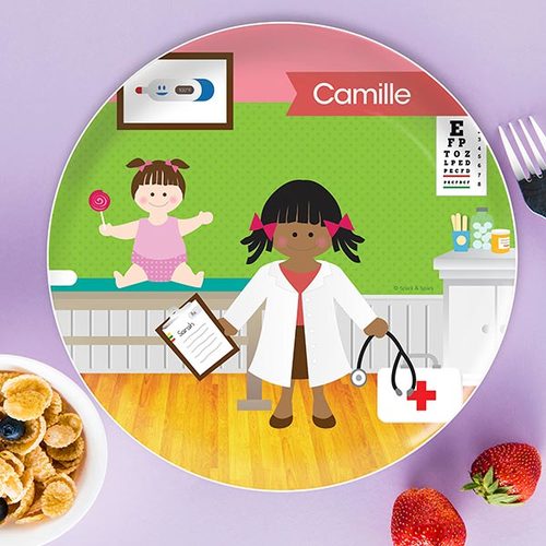 Doctor's Visit Girl Personalized Kids Plates - Give Wink
