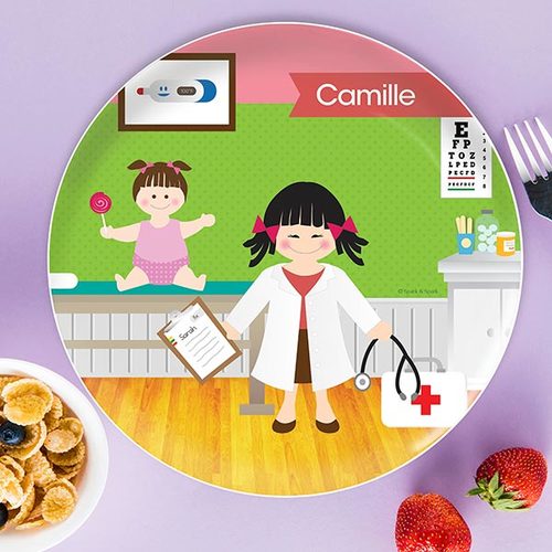 Doctor's Visit Girl Personalized Kids Plates - Give Wink