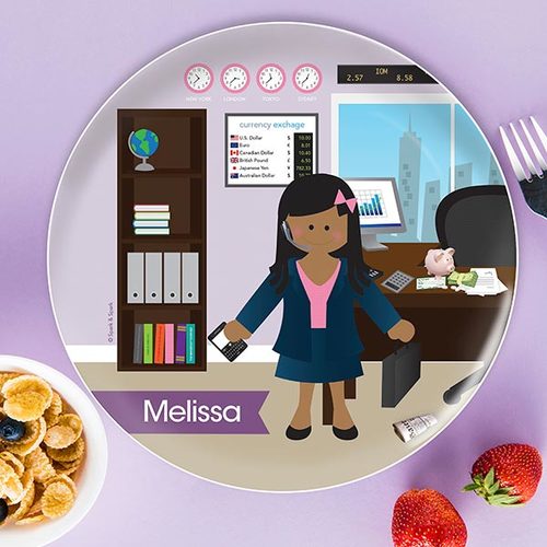 Girl Crunching Numbers Personalized Kids Plates - Give Wink