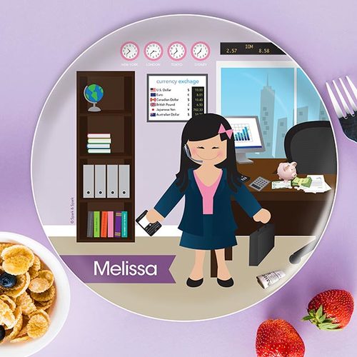 Girl Crunching Numbers Personalized Kids Plates - Give Wink