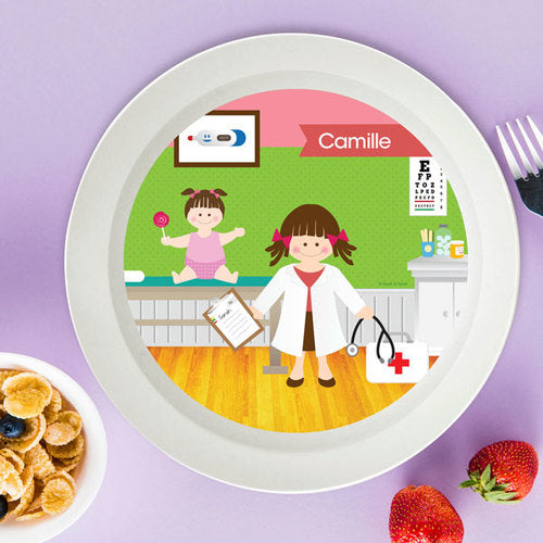 Doctor's Visit Girl Personalized Kids Bowl - Give Wink
