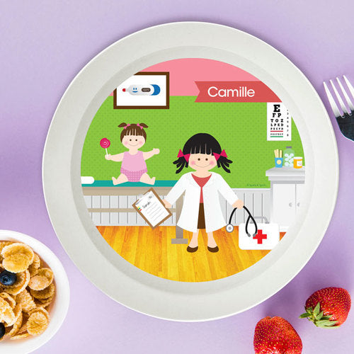 Doctor's Visit Girl Personalized Kids Bowl - Give Wink
