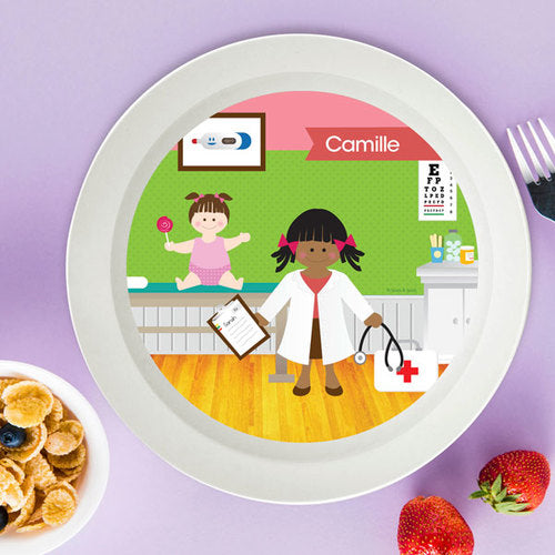 Doctor's Visit Girl Personalized Kids Bowl - Give Wink