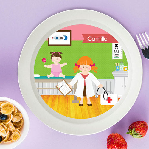 Doctor's Visit Girl Personalized Kids Bowl - Give Wink