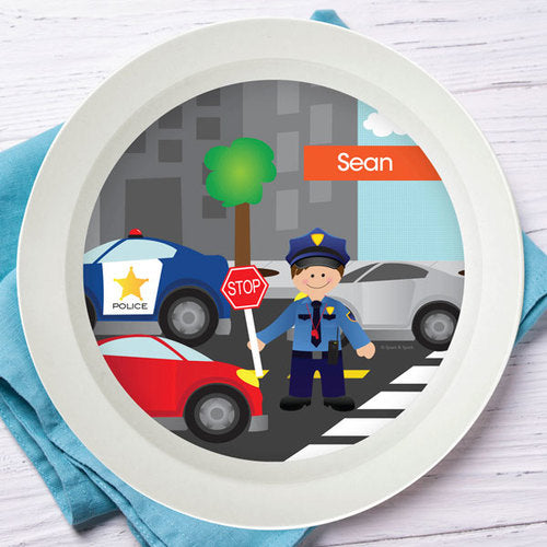 Police On Duty Personalized Kids Bowl - Give Wink