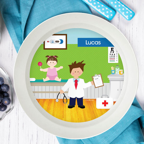 Doctor's Visit Boy Personalized Kids Bowl - Give Wink