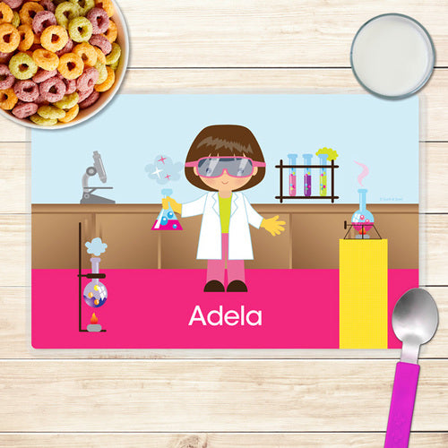Cool Scientist Girl Personalized Kids Placemat - Give Wink