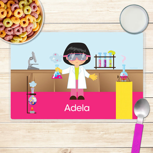 Cool Scientist Girl Personalized Kids Placemat - Give Wink