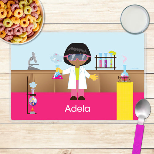 Cool Scientist Girl Personalized Kids Placemat - Give Wink