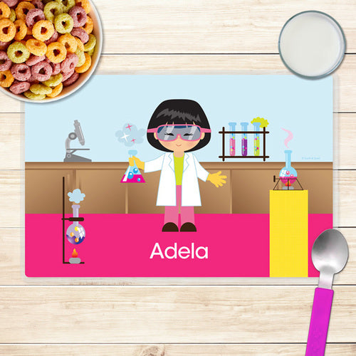 Cool Scientist Girl Personalized Kids Placemat - Give Wink