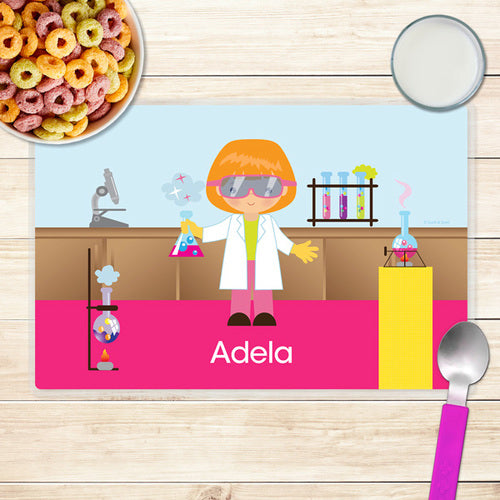 Cool Scientist Girl Personalized Kids Placemat - Give Wink