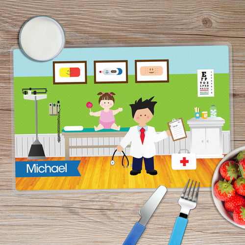 Doctor's Visit Boy Personalized Kids Placemat - Give Wink