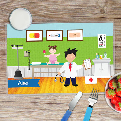 Doctor's Visit Boy Personalized Kids Placemat - Give Wink