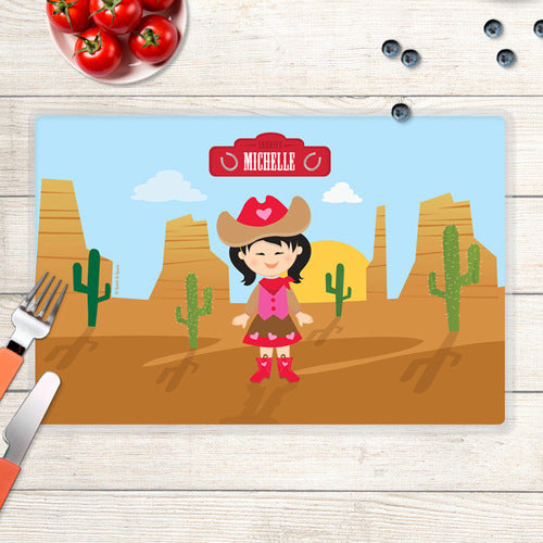 Cowgirl Personalized Kids Placemat - Give Wink