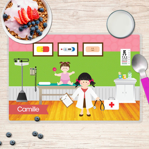 Doctor's Visit Girl Personalized Kids Placemat - Give Wink