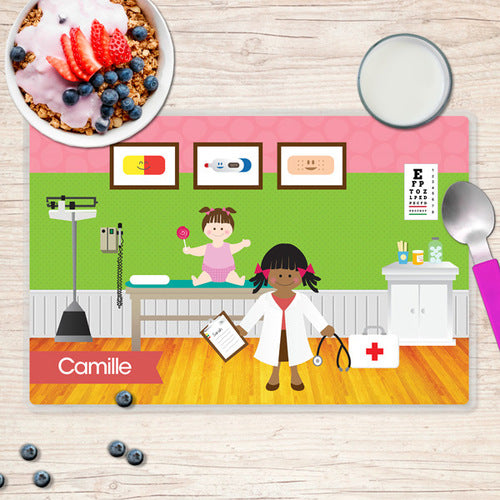 Doctor's Visit Girl Personalized Kids Placemat - Give Wink